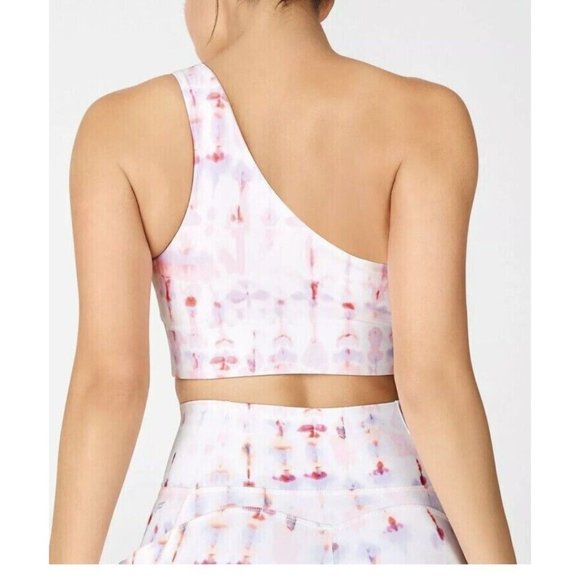 Fabletics Sports Bra Size Medium Harlow One Shoulder Reversible Sway/Guava Pink - Picture 8 of 9